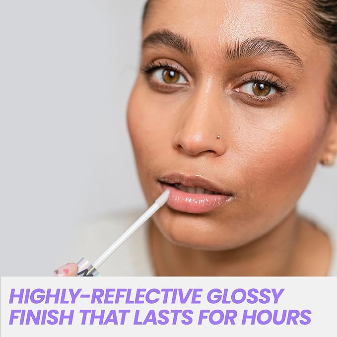 Wonderskin Lip Gloss Blading Top Gloss, Clear Glitter Lip Gloss, Hydrating and High Shine Finish Lip Makeup (Clear Shine)