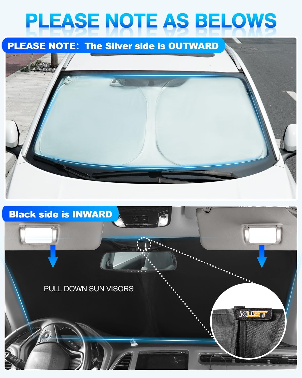 KUST Windshield Sun Shade for Honda Accord 2023 2024 2025 2026 Window Sunshade Sun Visor Protector Foldable Blocks UV Rays Keep Your Car Cooler