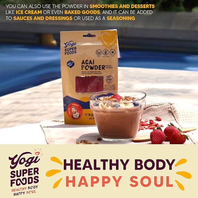 Acai Berry Powder, Freeze Dried Acai Powder - Organic Acai Powder for Smoothie Bowls, High in Nutrient-Dense Antioxidants, Made from Brazilian Acai Trees - Vegan, Gluten Free