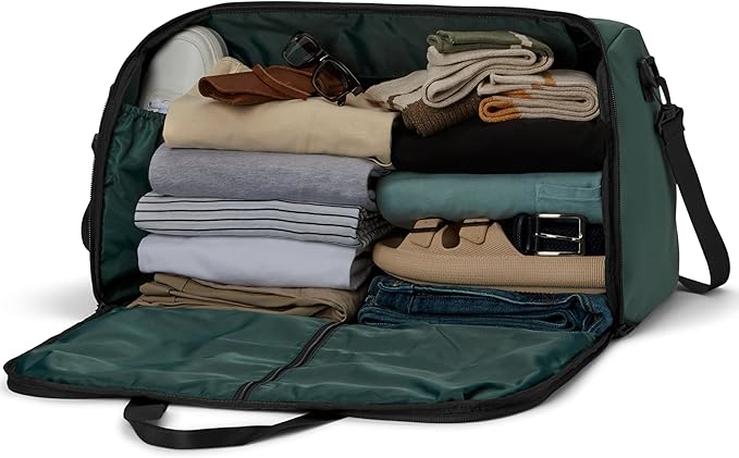 Halfday Convertible 2-in-1 Garment Duffel Weekender Bag 45L | Wrinkle-Free Travel, Hanging Suit Compartment, Shoe Pockets, Trolley Sleeve. Durable & Water-Resistant Carry-On, Hunter