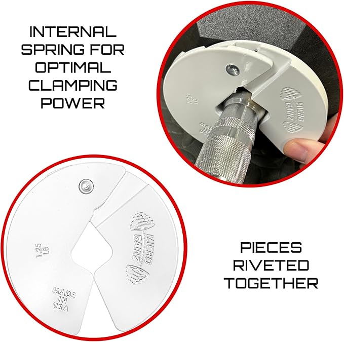 Micro Gainz Dumbbell Fractional 1.25lb Weight Plate, Ideal for Micro Loading, (Choose Color) 4 Piece Fractional Weight Plates, Designed for Dumbbell Training, Made In USA
