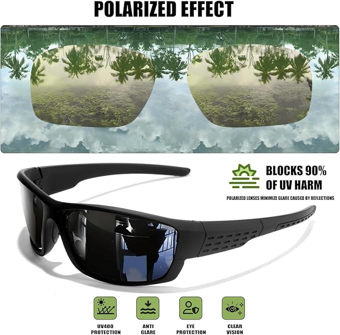 Polarized Sports Sunglasses Men UV400 Protection Lightweight Wrap Around Goggles for Cycling Fishing Driving Running