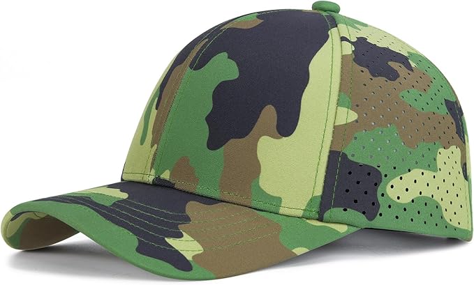 VOBOOM Men Quick Dry Baseball Cap Laser Cut Mesh Ball Curved Brim Snapback Hat