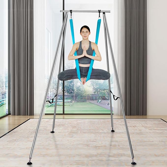 VEVOR Aerial Yoga Frame, 9.67 ft Height Swing Stand, Max 551.15 lbs Load Chrome-Plated Steel Pipe Inversion Yoga Rig for Indoor Outdoor Use