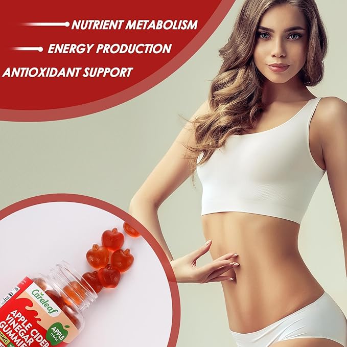 Apple Cider Vinegar Gummies 60 Counts 1000mg AVC with Vitamin B6 Vitamin B12 for Metabolism, Digestion, Detox, Gut & Immune Health