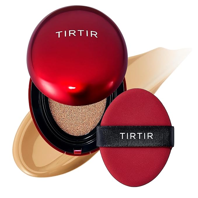 TIRTIR Mask Fit Red Cushion Foundation | Full coverage, Weightless, Skin fit, Satin Glow Finish, Korean Makeup, beauty, Tattoo cover up, Buildable (#29N Natural Beige, 0.63 Fl Oz)