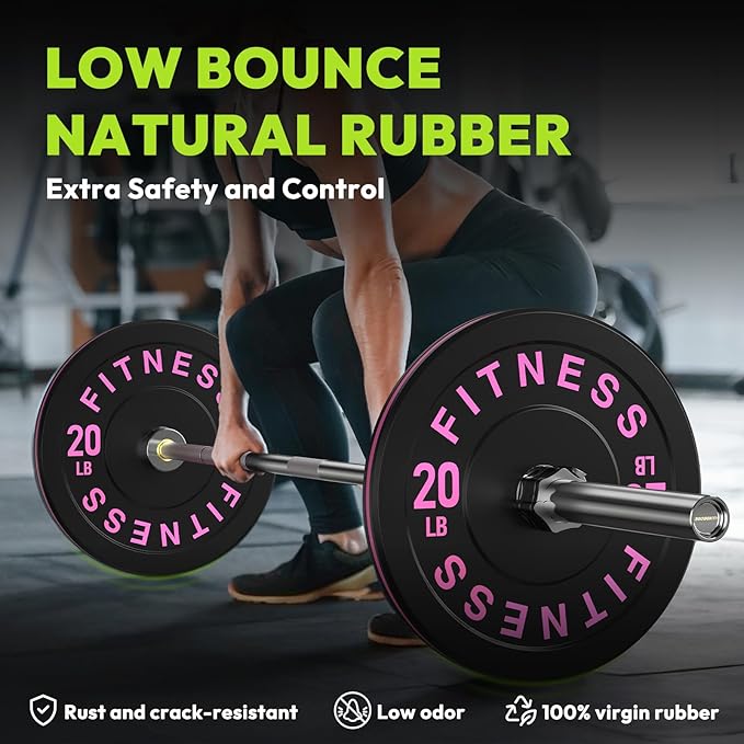 Bumper Plates 2 - Inch Olympic Weight Plate Set for Barbell, 10-55 lb Rubber Weights Sets for Home Gym, Strength Training Plate, Weight Lifting, Black