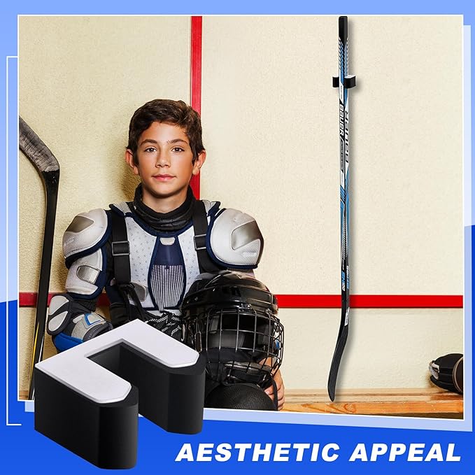 Yousoontic Hockey Stick Holder Wall Mount, 1-6 Stick Capacity, Ice and Field Hockey Organizer (Decor & Storage 2-in-1) for Home Garage Room Office Sports Decoration
