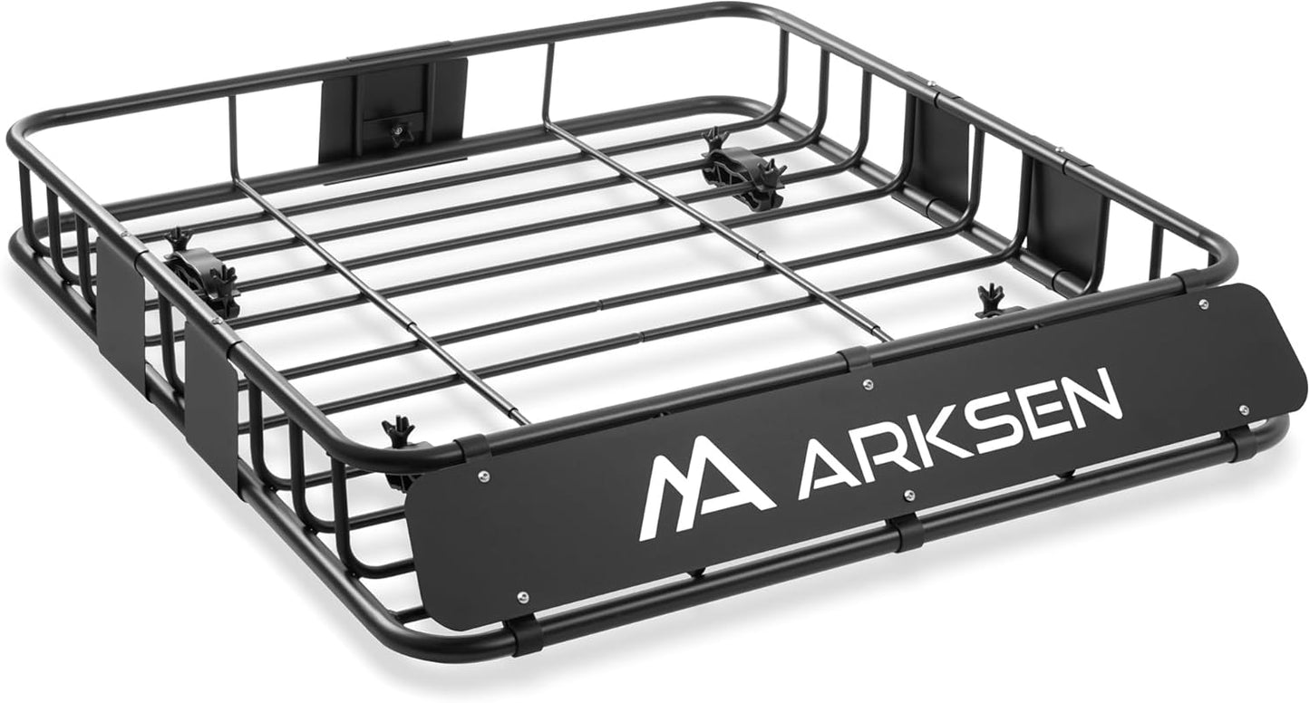 ARKSEN 43 x 39 x 6 Inch Universal 150LB Heavy Duty Roof Rack Cargo with Extension Car Top Luggage Holder Carrier Basket for SUV, Truck, & Car Steel Construction