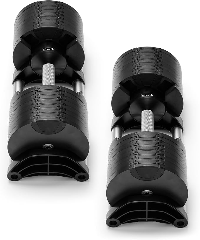 NÜOBELL® Adjustable Dumbbell Set, 5-50 LB or 5-80 LB, Easy Twist 2024-25 Model, All-In-One Weights Set (Pair) for Home, Original Manufacturer