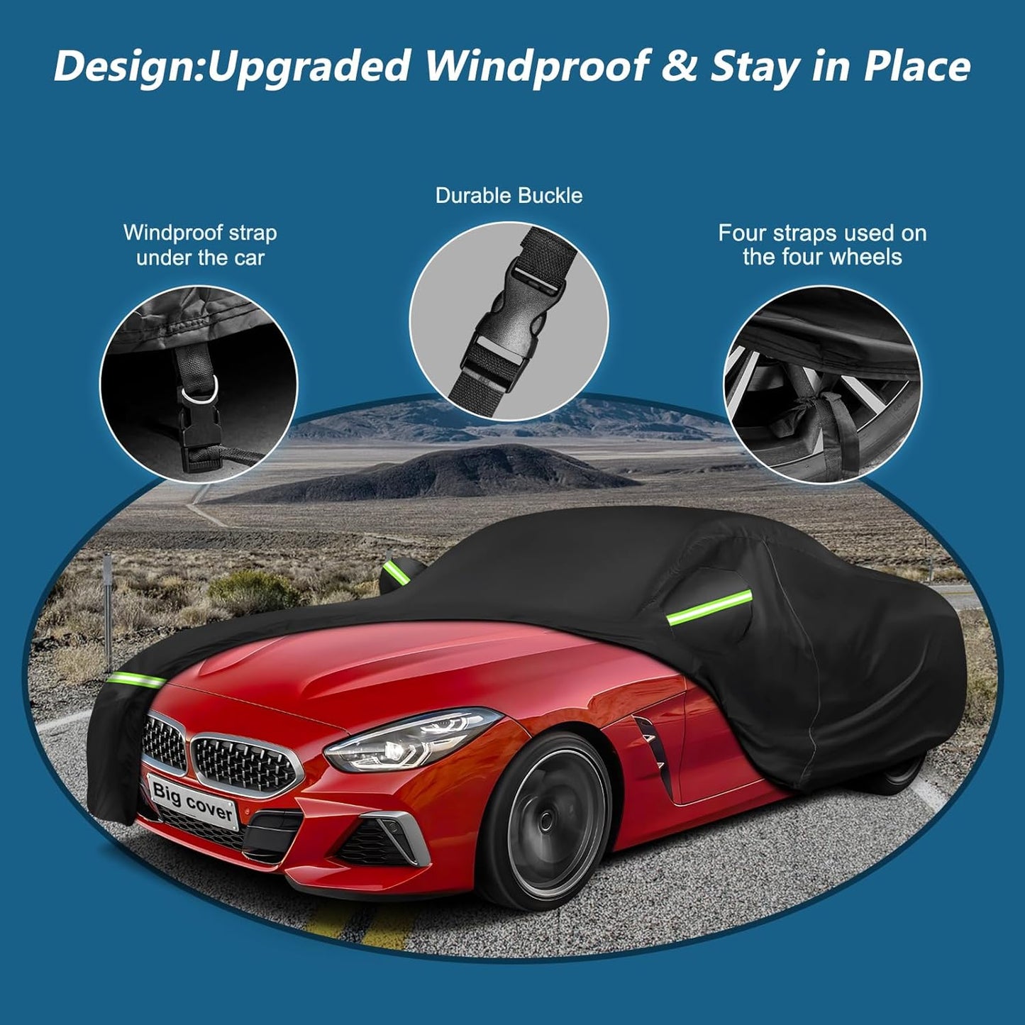 Car Cover for BMW Z4 E85 E86 E89 G29 Z4 M40i Coupe Roadster 2002-2025 Z4 Automobiles, Waterproof 420D Oxford Cover Outdoor Full Car Covers with Zipper Windproof Heavy Duty All Weather (Black)
