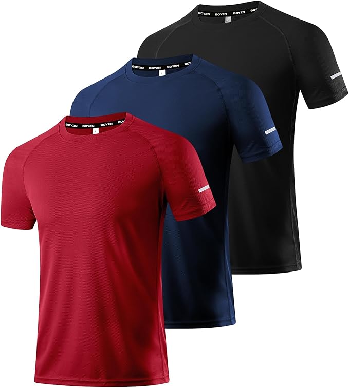 Boyzn 1, 3, 5 or 7 Pack Men's Workout Running Shirts, Dry Fit Moisture Wicking T-Shirt, Gym Athletic Short Sleeve Tee Shirts