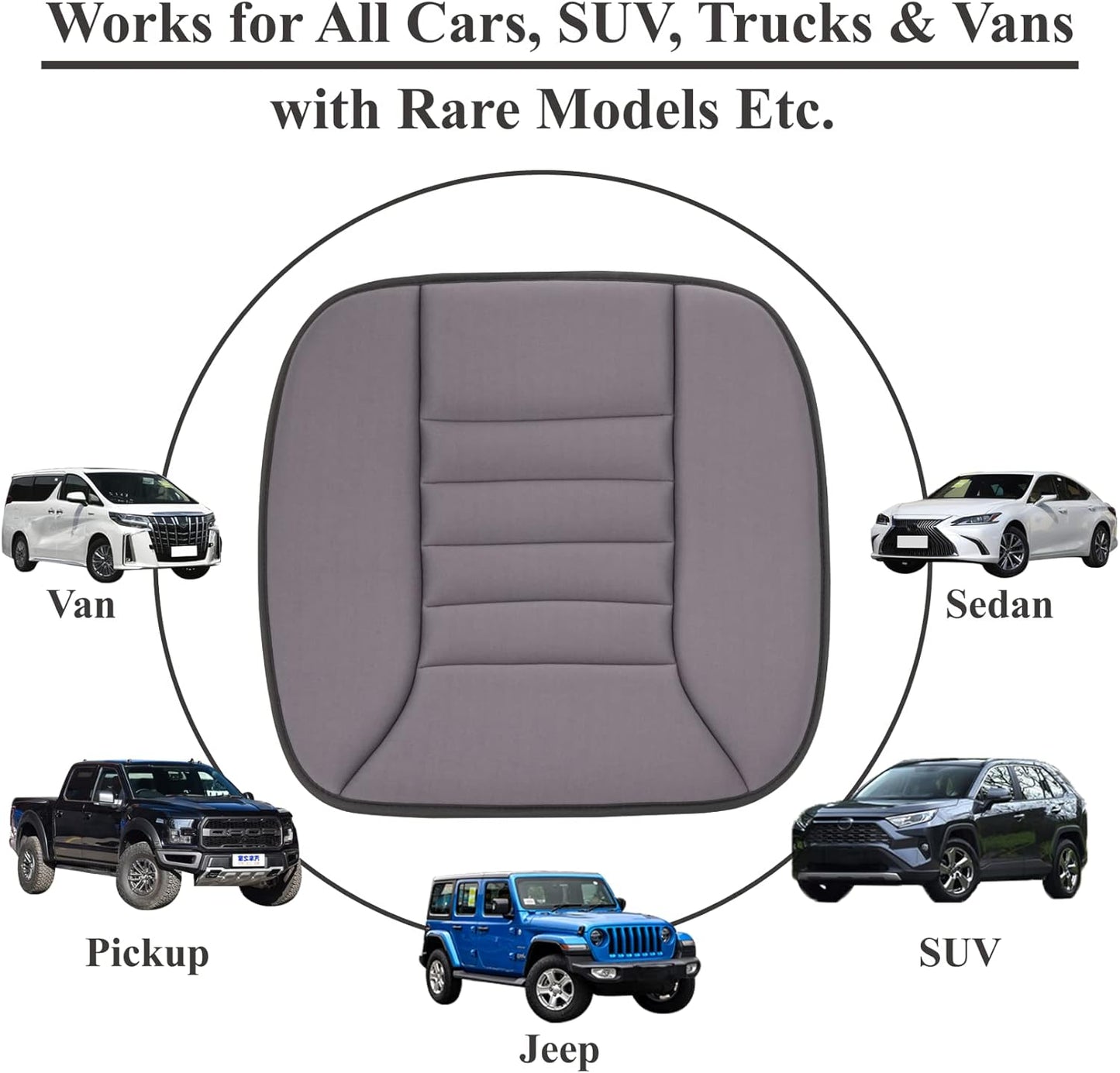 kingphenix Car Seat Cushion with 1.2inch Comfort Memory Foam, Seat Cushion for Car and Office Chair (Dark Grey)