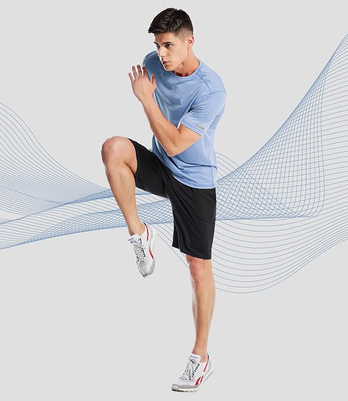 Zengjo Athletic Shirts for Men Short Sleeve Quick Dry Workout Running Gym Sport Exercise Tee Moisture Wicking