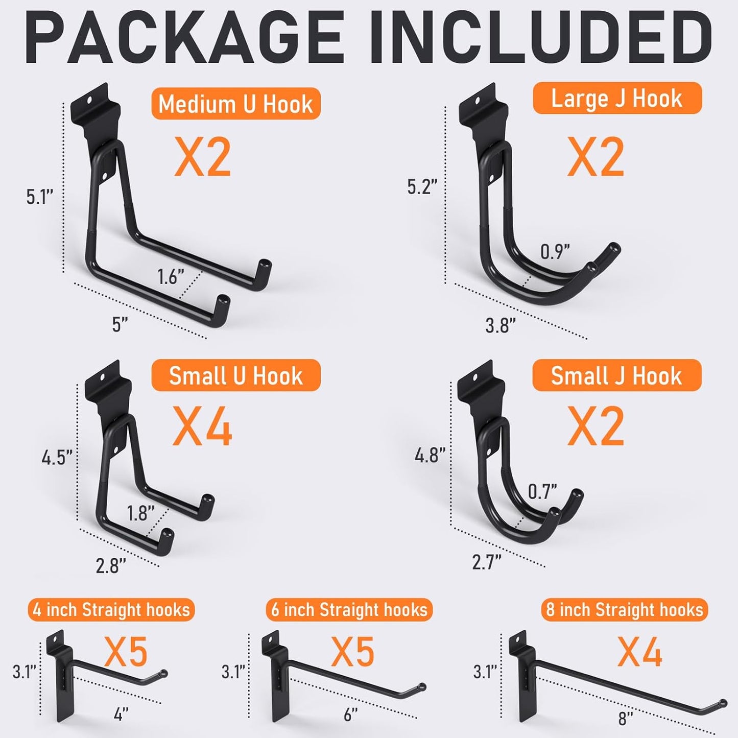 INCLY 24 Pack Heavy Duty Slatwall Hooks, Black Garage Slatwall Panel Accessories Utility Hooks, Slat Wall Hanging Hooks and Hangers for Garages, Sheds, Basements