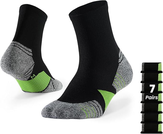 WANDER Men's Athletic Ankle Socks 6-7 Pairs Sports Moisture-wicking Running Basketball Cycling Socks 6-9/10-12/12-14