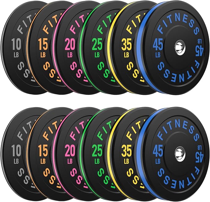 Rubber Weight Plates, Olympic Bumper Plate Set 2-Inch, 45/100 / 160/190 / 260/300 lb Barbell Weights for Home Gym, Colored Standard Strength Training Plates for Weightlifting