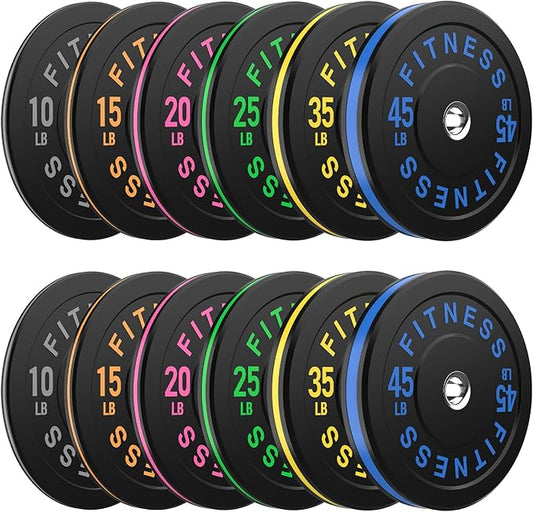 Rubber Weight Plates, Olympic Bumper Plate Set 2-Inch, 45/100 / 160/190 / 260/300 lb Barbell Weights for Home Gym, Colored Standard Strength Training Plates for Weightlifting