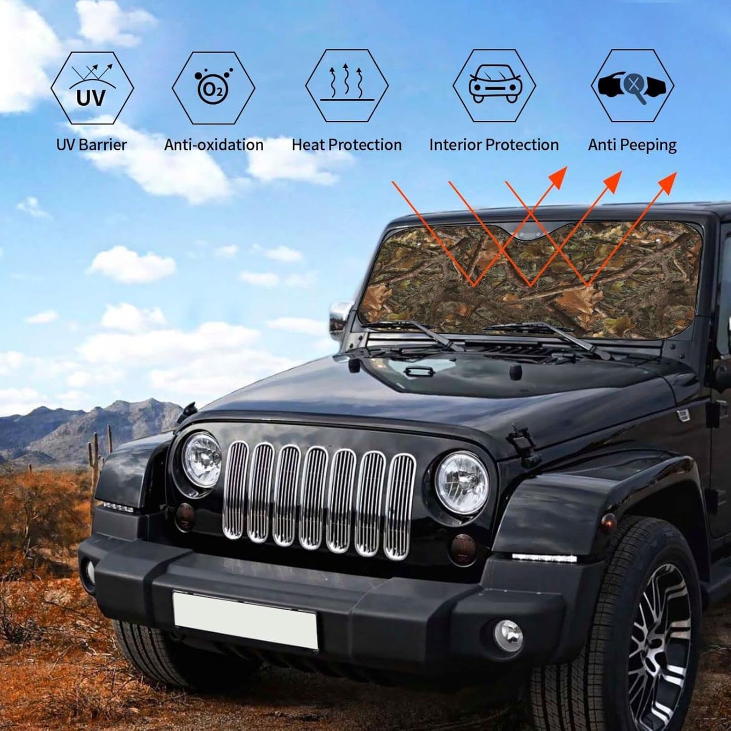 Camouflage Hunting Car Windshield Sunshade Front Window Sun Visor Protector Foldable Shield Cover for Truck SUV