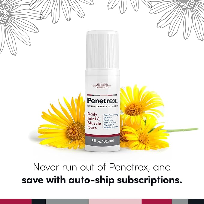 Penetrex Joint & Muscle Therapy - Soothing Gel for Back, Neck, Hands, Feet - Premium Whole Body Rub with Arnica, Vitamin B6 & MSM - 3oz Roll On Gel (3-Pack)