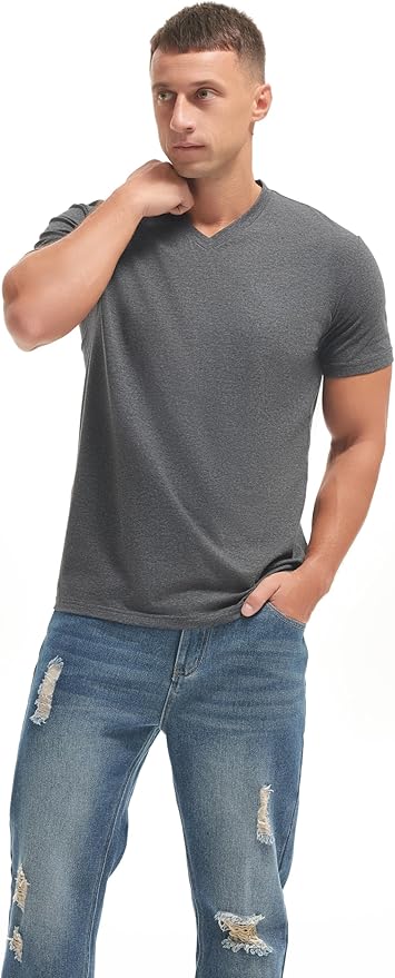 VEIISAR Premium V Neck T Shirts for Men - Modern Fitted Tees Vneck Undershirts