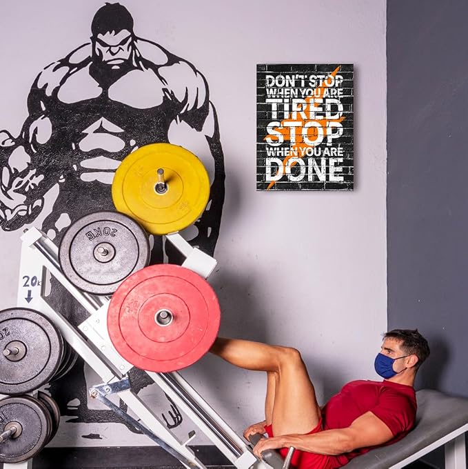 Gym Quotes Wall Art,Inspirational Workout Wall Decor,Don't Stop When You're Tired Stop When You're Done Canvas Wall Art for Home Gym Exercise Fitness Room