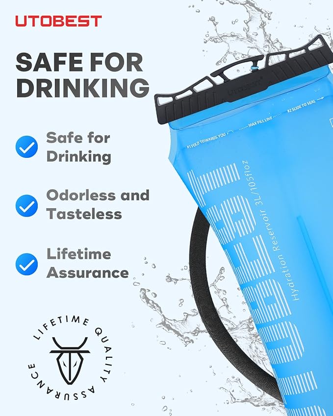 UTOBEST Hydration Bladder,TPU Water Bladder,Water Bladder for Hiking Backpack,BPA Free,Wide Opening,Leak-Proof,Water Reservoir for Hiking Cycling Camping Running