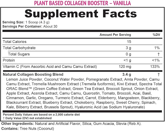 Vitauthority Vegan Collagen Powder for Women - Plant Based Collagen Supplement for Women with Proprietary Vegan Hair Skin and Nails Vitamins - Vegetarian Collagen Powder with Hyaluronic Acid