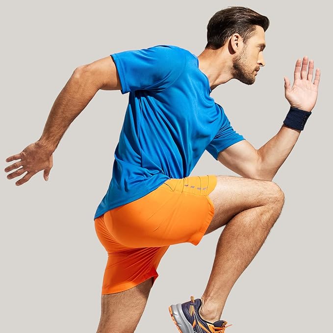 MIER Men's Quick Dry Workout Shirts Moisture Wicking Running Athletic Performance T-Shirts Recycled Polyester Top Tee