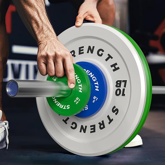 Olympic Rubber Bumper Weight Set - 2 Inch Barbell Plates for Home Gym Strength Training