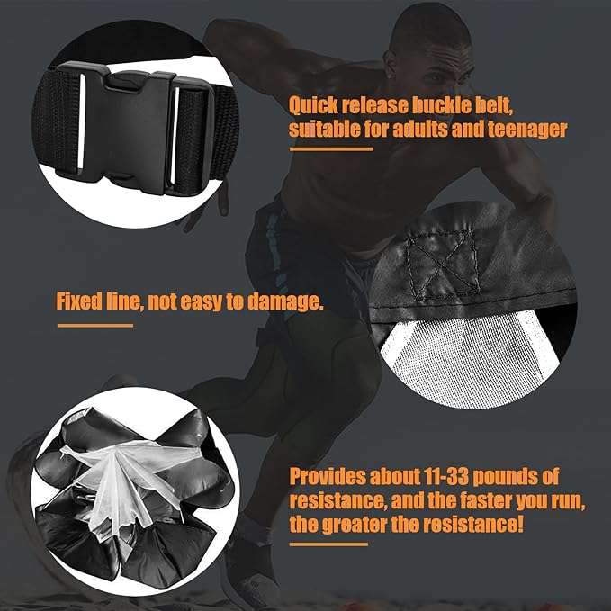 Running Speed Training, 56 inch Speed Drills Resistance Parachute Running Sprint Chute Soccer Football Sport Speed Training