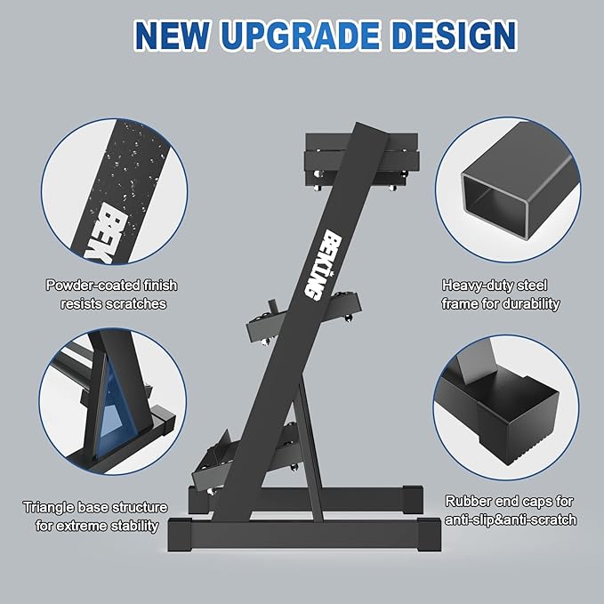 BEKING Dumbbell Rack, 3 Tier Weight Storage Rack for Dumbbells, Kettlebells, Multilevel Free Weight Organizer Stand for Home Gym Fitness, 1000-Pound Capacity