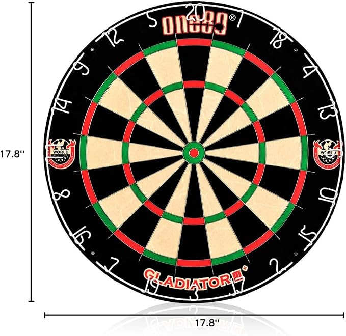 Gladiator Dartboard with Top-Grade African Sisal and Sword Edge Staple Free Wire Spider for Maximum Scoring Potential and Less Bounce Outs