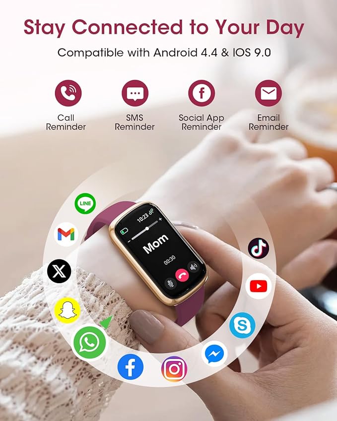 Health Fitness Tracker for Women Men: Fitness Smart Watch for Woman with 24H Heart Rate Monitor Blood Oxygen Sleep Tracker Calorie Step 5ATM Waterproof Activity Trackers for iPhone Android - Burgundy