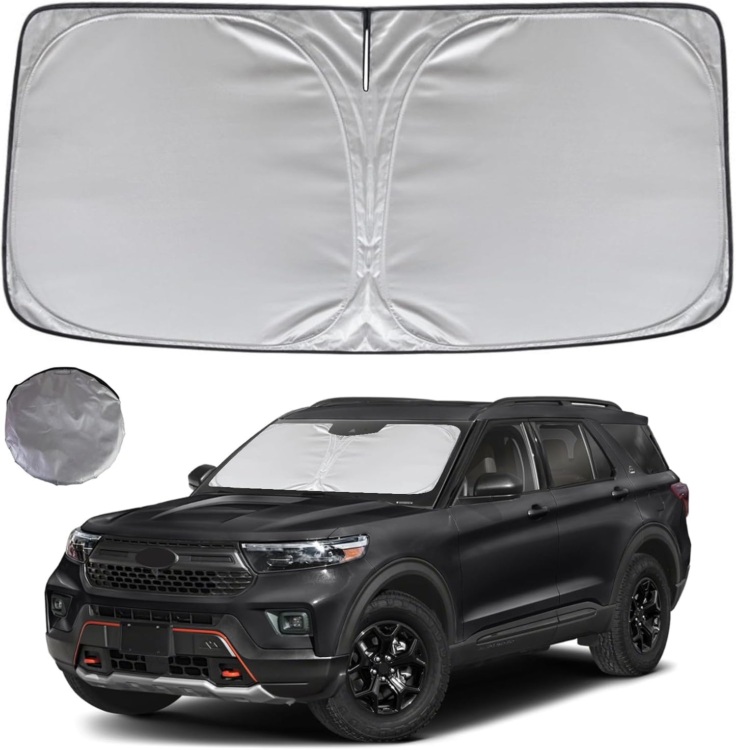 KAYZT Windshield Sun Shade for 2020-2025 Ford Explorer SUV Foldable Sunshade Front Window Custom Fit Car Accessories