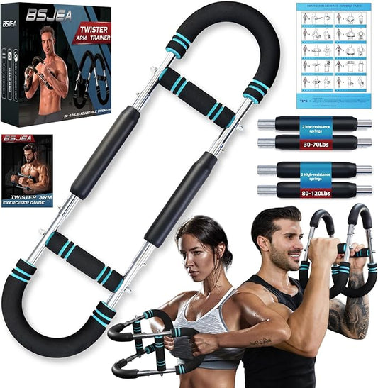 BEJEA Twister Arm Trainer,30-120lb Adjustable,Chest Trainer for Men & Women with 4 Springs & Train Poster,Arm Trainer for Chest Clip Muscle & Arm Strength