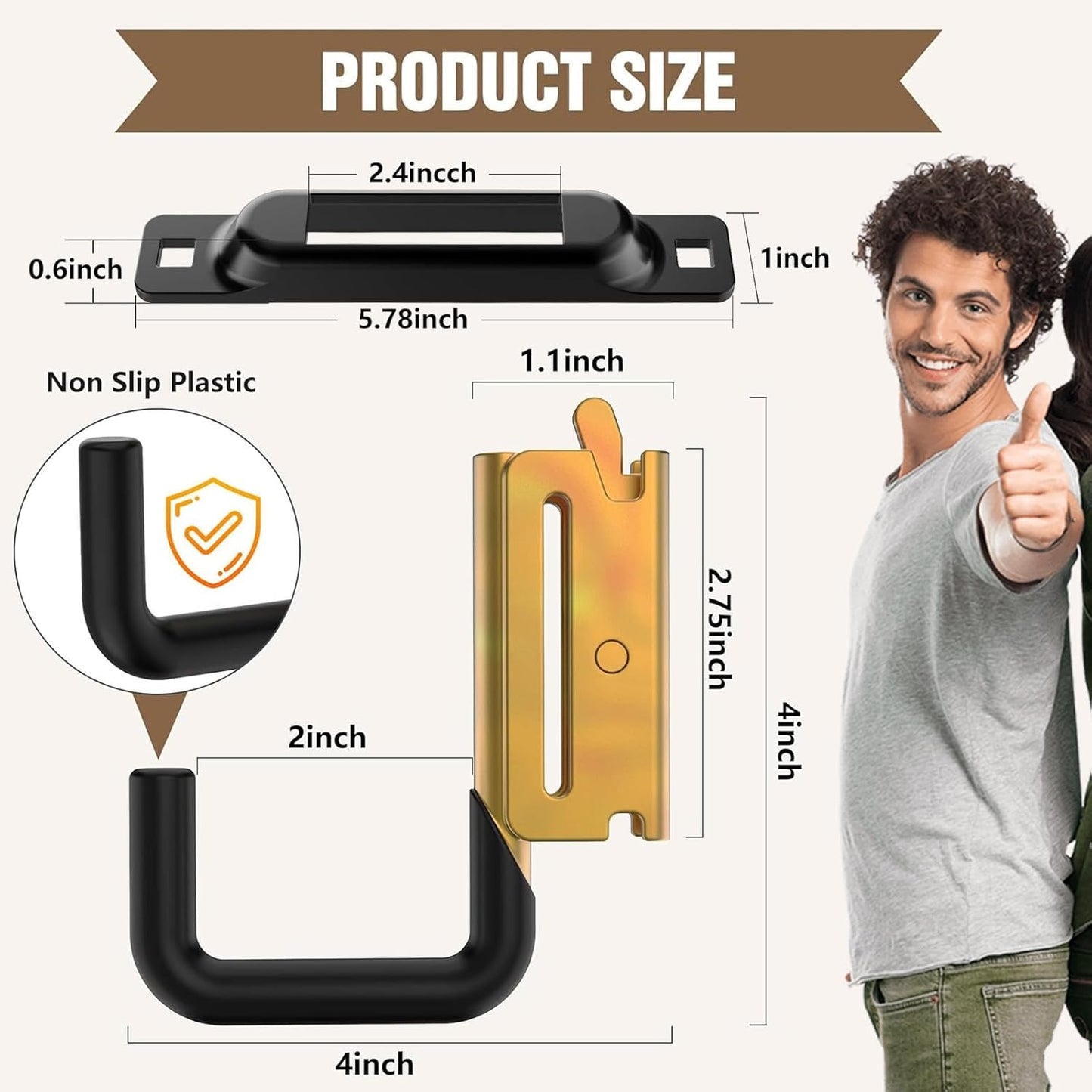 E Track Hook E Track Accessories ，E Track Accessories for Enclosed Trailer The dip molding Process is More Rust Resistant (4PCS E Track J Hooks+4PCS J Hooks Slot)