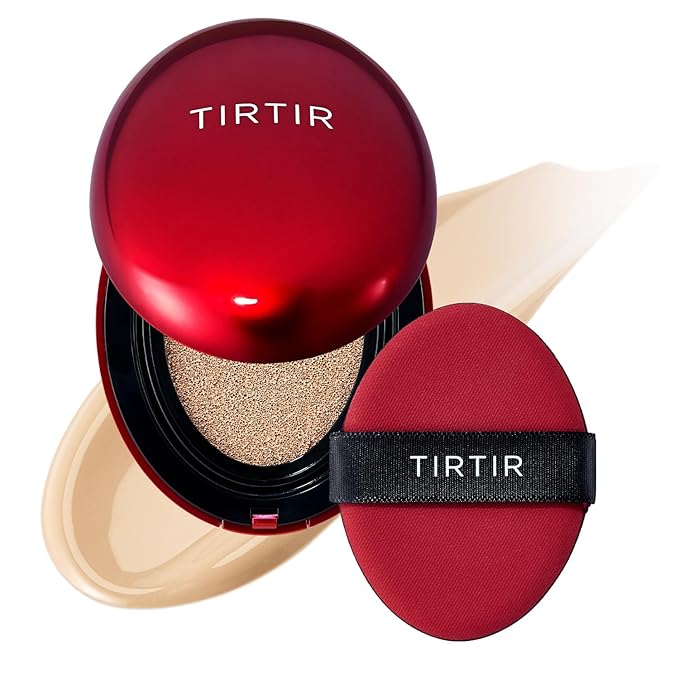 TIRTIR Mask Fit Red Cushion Foundation | Full coverage, Weightless, Skin fit, Satin Glow Finish, Korean Makeup, beauty, Tattoo cover up, Buildable (#21W Natural Ivory, 0.63 Fl Oz)