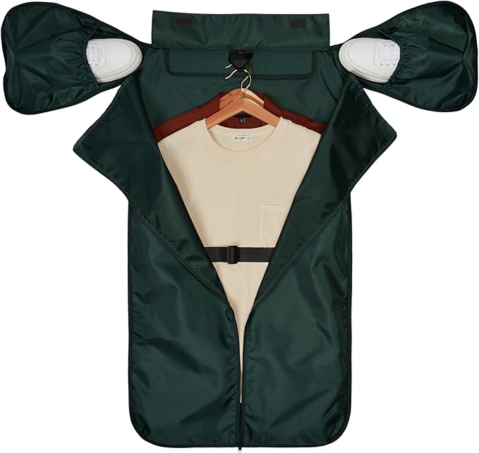 Halfday Convertible 2-in-1 Garment Duffel Weekender Bag 45L | Wrinkle-Free Travel, Hanging Suit Compartment, Shoe Pockets, Trolley Sleeve. Durable & Water-Resistant Carry-On, Hunter