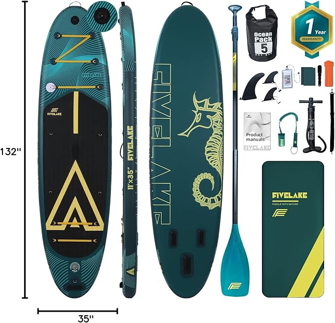 Inflatable Stand Up Paddle Board 11' x 35'' x 6'' Wide Stable Design,SUP Paddleboard Capacity 430lb for Adults Youth 120L Backpack,Carrying Strap,Double Action Pump,Waterproof Bag