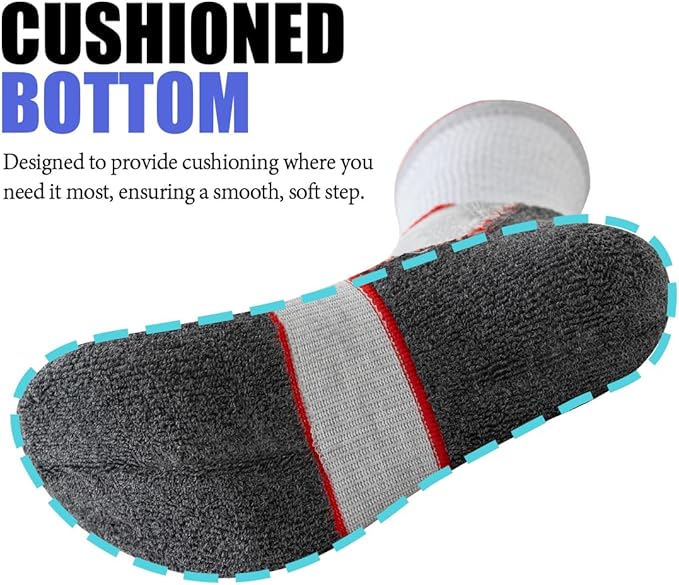 JOYNÉE 5/10 Pairs Mens Lightweight Athletic Crew Socks Cushioned Breathable Long Socks for Sports Running