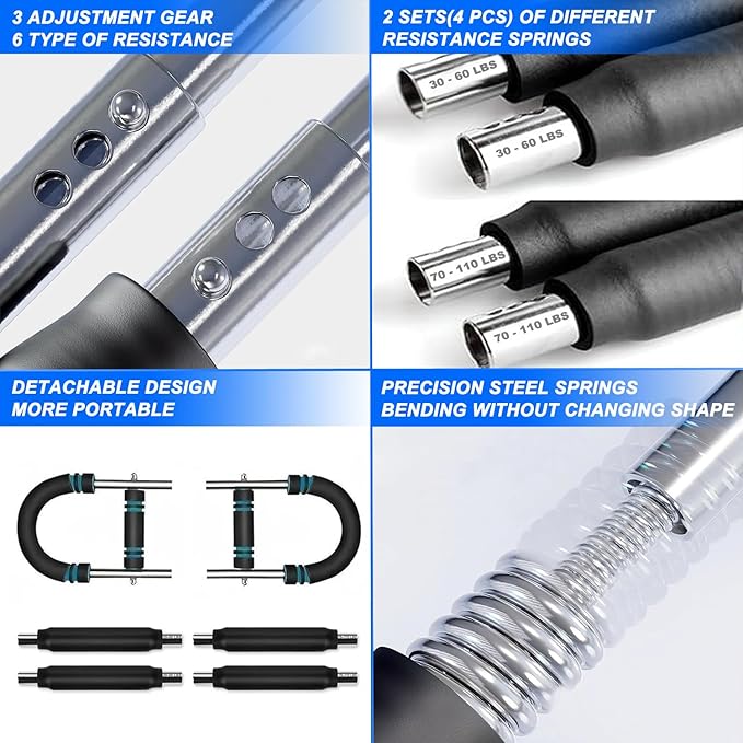 Twister Arm Trainer for Men, Chest Workout Equipment. Adjustable Chest Trainer with 4 Spring. Forearm Strengthener, Fitness Equipment, Forearm Exerciser.Home Gym Exercise Equipment 30-110 lbs