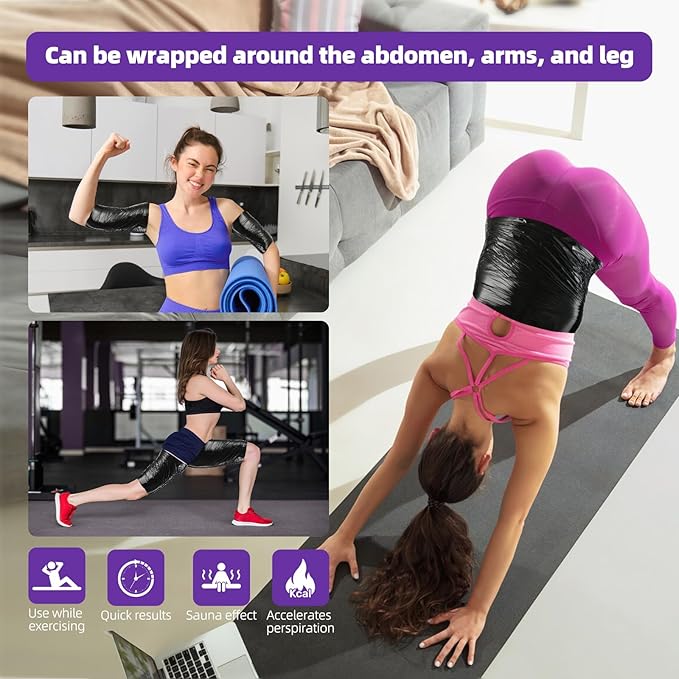 60 Meters Black Osmotic Plastic Body Wrap,Workout & Sweat Enhancer Stomach Film Body Applicator Power Wrap,DIY Sauna Wrap(1 Rolls)