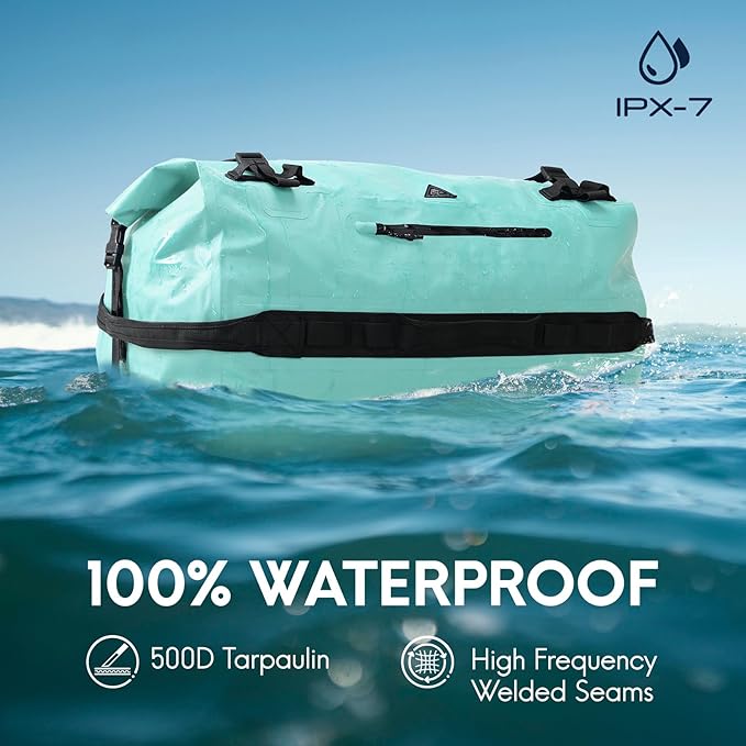 Haimont Large Waterproof Duffel Backpack Roll-Top Heavy Duty Dry Duffle Bag for Boating, Travel, Motorcycle, Kayaking, Camping, 60L