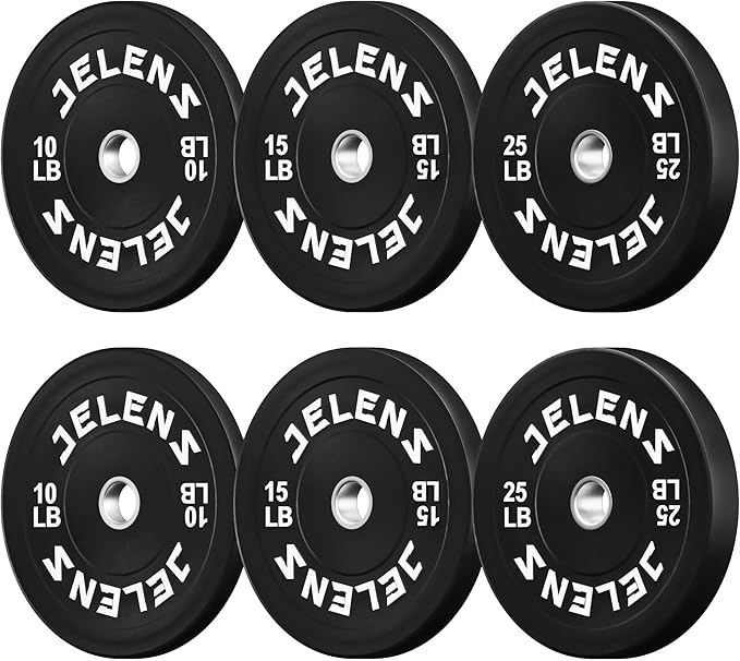 Olympic Barbell Weight Plates Set, 2-Inch Black/Colored Rubber Bumper Plate Weight Set for Strength Training and Weightlifting, Multiple Options