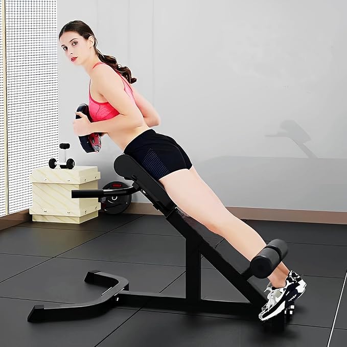 Roman Chair Hyperextension Bench - Adjustable Back Extension Machine for Home Gym, Core & Lower Back Workout, 250lbs Weight Capacity, Heavy Duty Steel Frame