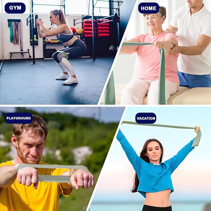 Workout Resistance Bands - Natural Latex Exercise Bands for Physical Therapy, Stretching, Yoga, Pilates, Strength Training & Home/Gym Fitness
