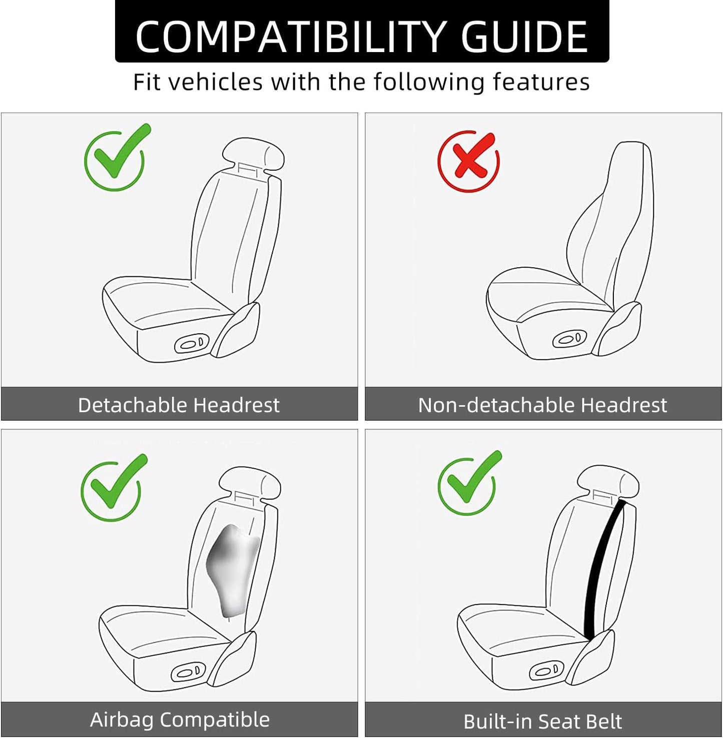 1 Pack Leather Front Car Seat Cover, Universal Sideless Car Seat Protector with Storage Pocket and Seat Belt Pad, Waterproof Automotive Seat Cover Cars Trucks SUV(Grey)