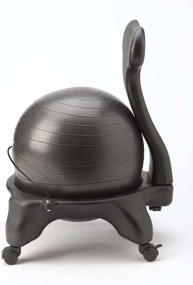 Gaiam Classic Balance Ball Chair – Ergonomic Stability Chair for Desk & Office | Yoga Ball Seat with Base, Air Pump, & Exercise Guide | Improves Posture & Core Strength (300 lb Capacity)