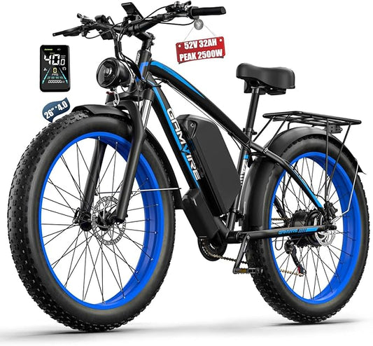 Ebike for Adults Electric, 52V 19.2Ah/32Ah, Peak 2000W/2500W E-Bike, 36/40MPH, 70 Miles/100Miles Long Range, Hydraulic Disc Brake, Off Road Snow Mountain E-Bike, 24"/26" Fat Tire Fast Electric Bicycle